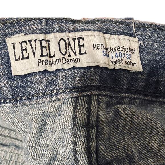 Level One Blue Relaxed Straight Leg Denim Jeans Men Sz 40x32 - Picture 4 of 14